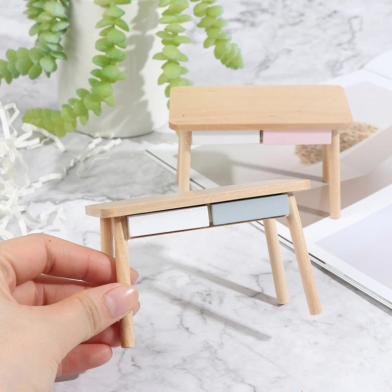 1pc 1:12 Dollhouse Miniature Wooden Desk Table Model Computer Desk Doll House Furniture Toys Accessory Kid Gift Кукольный Домик