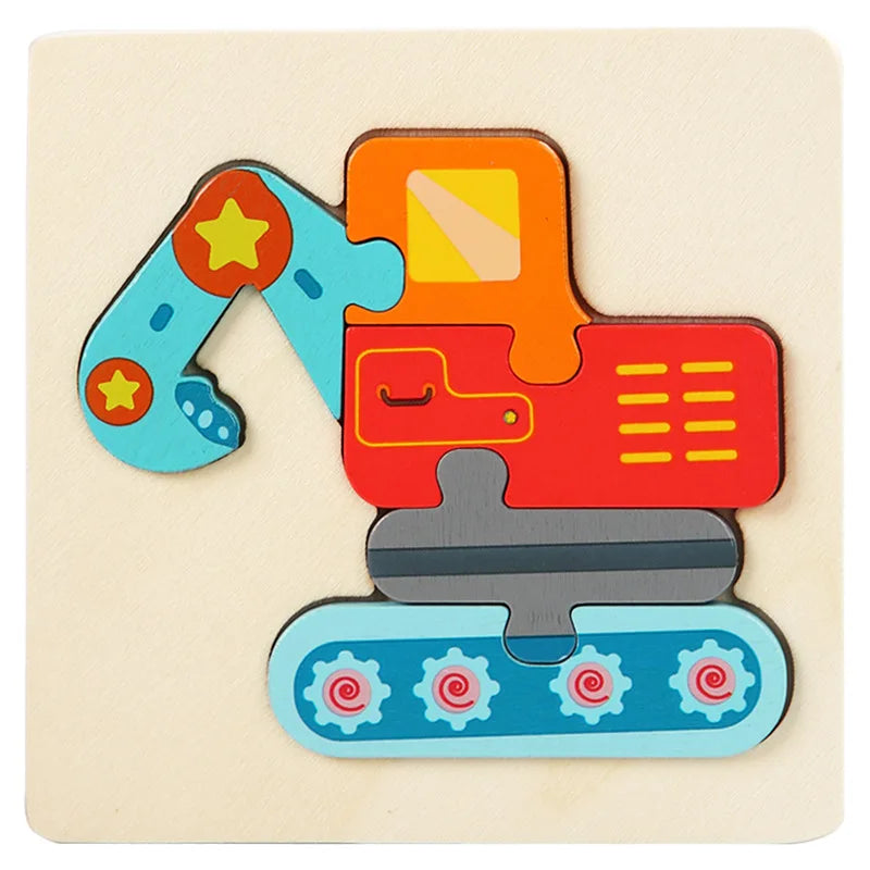 Wooden Jigsaw Puzzle Cartoon Animal Wood 3D Puzzles Montessori Educational Intelligence Jigsaw Toys for Children Gifts