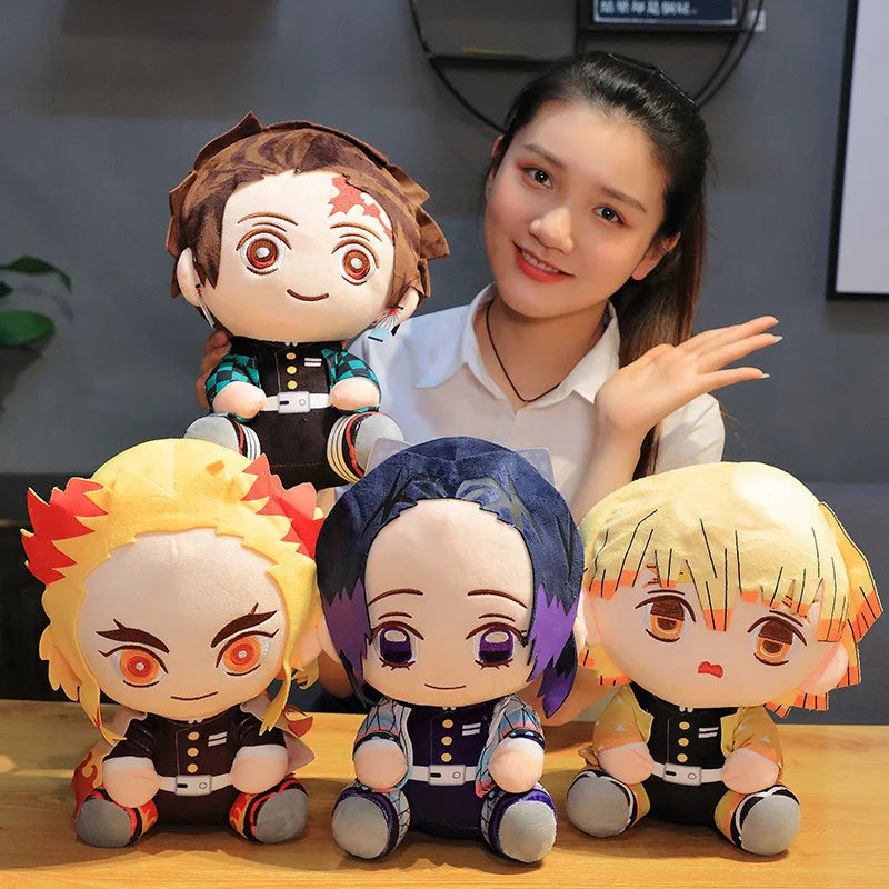 Anime Demon Slayer: Kimetsu No Yaiba Kamado Tanjirou Cosplay Plush Doll Pillow Kawaii Stuffed Toy Children’S Gift