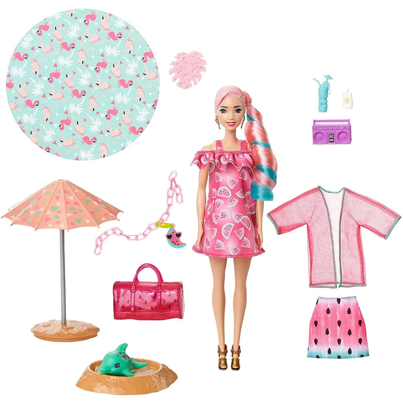 Original Barbie Color Reveal Foam Dolls Pet Friend with 25 Surprises  Scented Bubbles Princess Doll Toys for Girls Gift