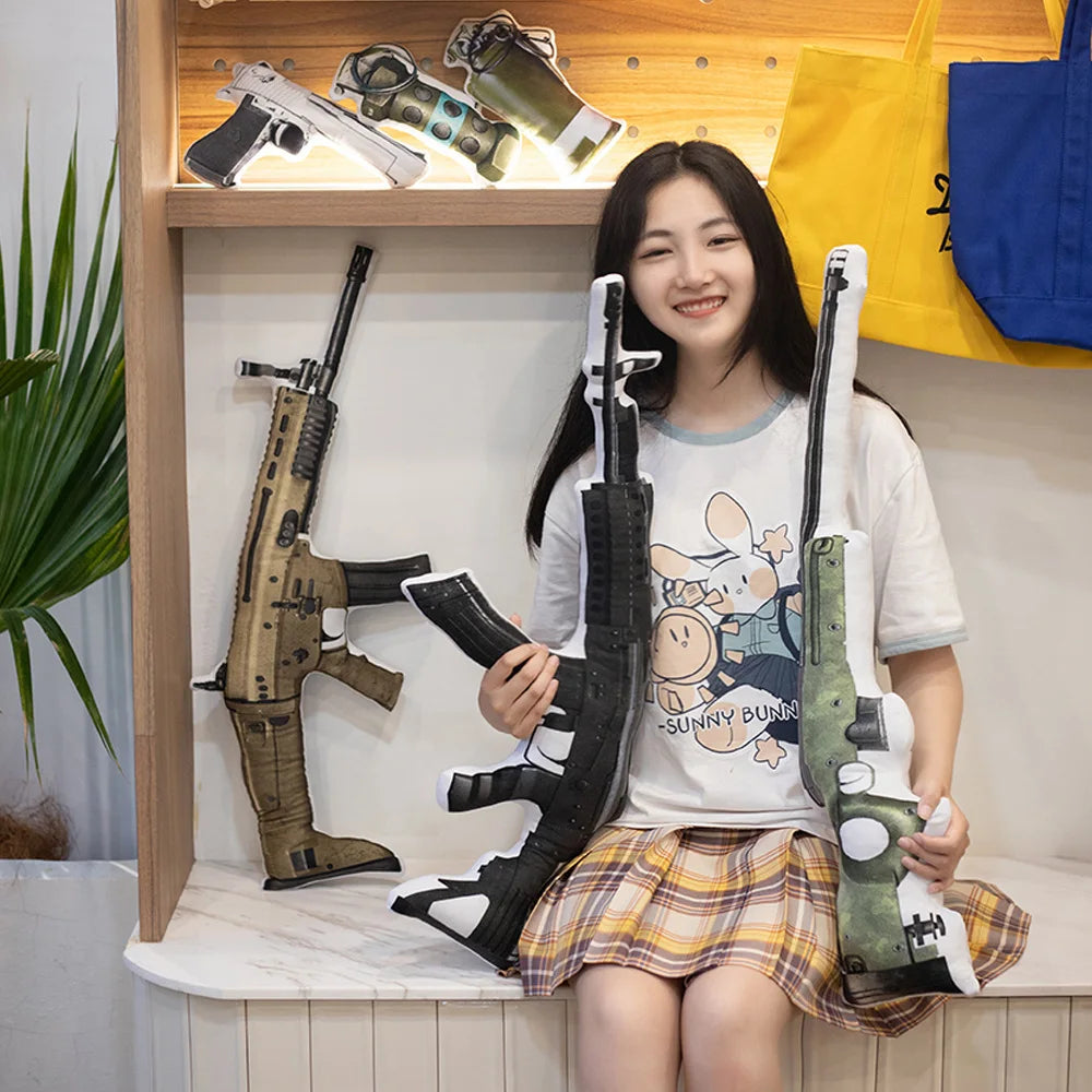 Creative PUBG Game Props Gun Plush Toy Soft Stuffed Pillow Doll Air Drop Box Fun and Creative Gift for Friend Children Kids Boy