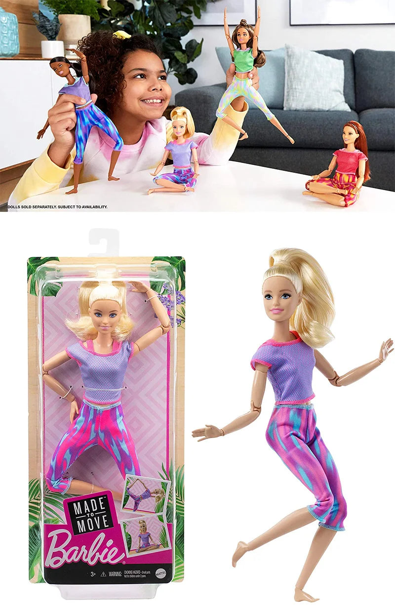 100% Original Barbie Made To Move 22 Joints Yoga Dolls for Girl Articulated Moving Joints  Kids Toys Birthday Christmas Gifts