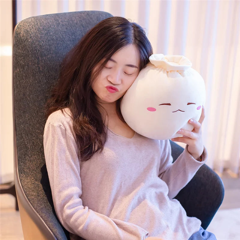 Creative Chinese Bun Shape Plush Toys Stuffed Soft Dumplings Pillow Kawaii Cushion Simulation Food Doll Gift for Kids Home Decor