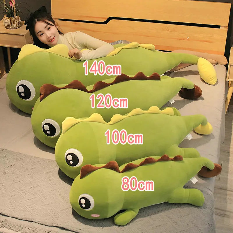 80-140cm New Long Lovely Dinosaur Plush Toy Soft Cartoon Animal Doll Stuffed Boyfriend Sleeping Pillow Birthday Gift