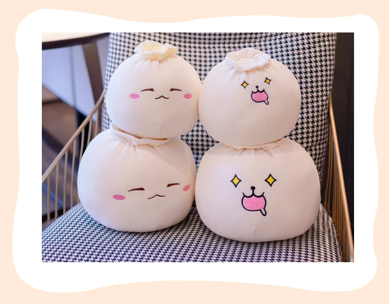 Creative Chinese Bun Shape Plush Toys Stuffed Soft Dumplings Pillow Kawaii Cushion Simulation Food Doll Gift for Kids Home Decor