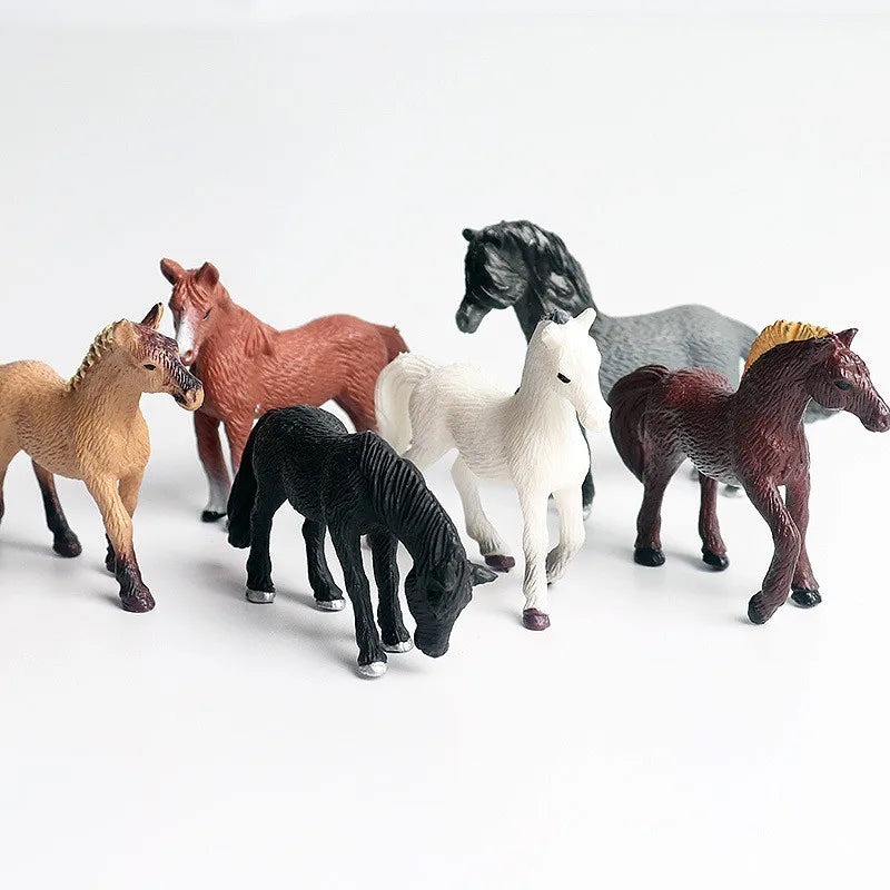 6pcs/set Simulation Wild Animal Toy Plastic Action PVC Model Horse Baby Figure Collection Doll Toy for children Educational toys