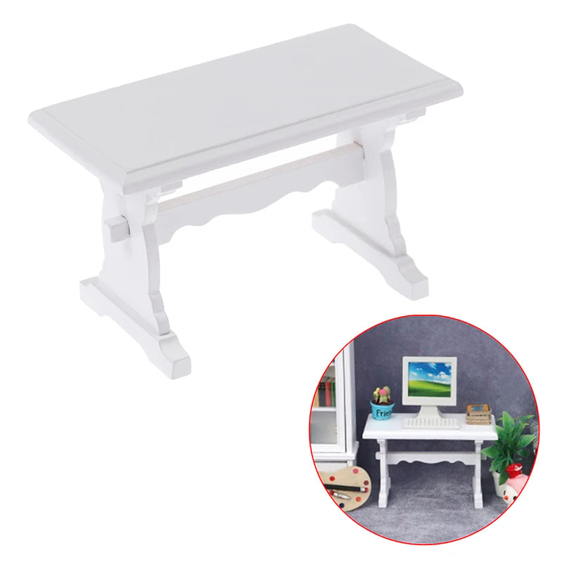 1pc 1:12 Dollhouse Miniature Wooden Desk Table Model Computer Desk Doll House Furniture Toys Accessory Kid Gift Кукольный Домик