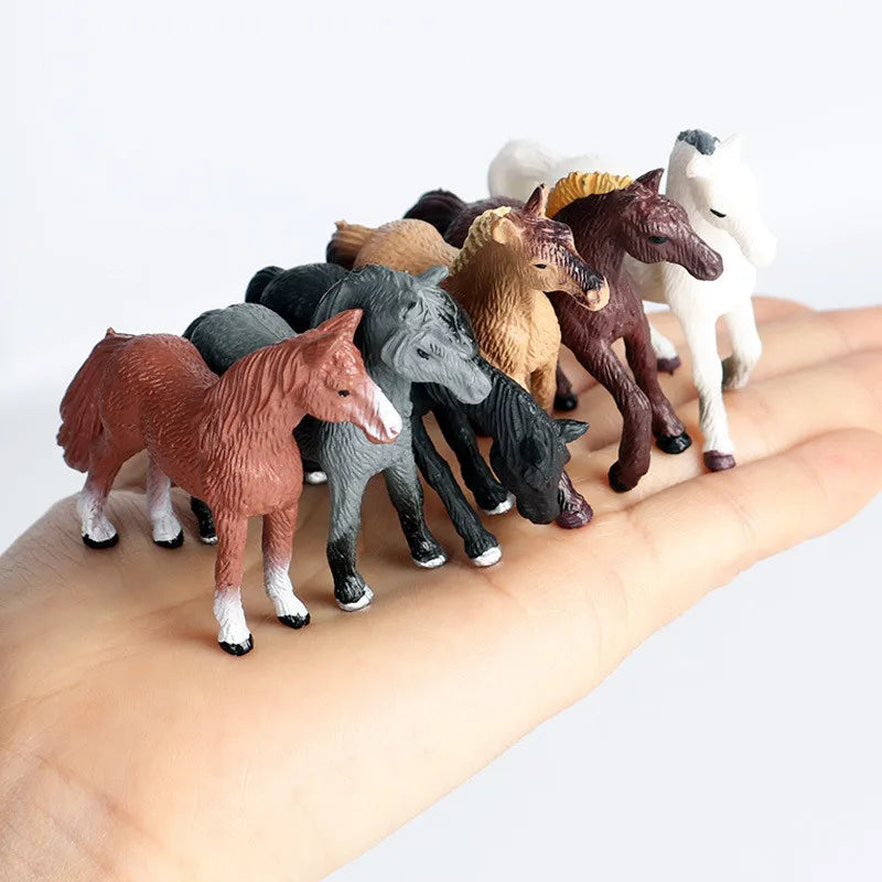 6pcs/set Simulation Wild Animal Toy Plastic Action PVC Model Horse Baby Figure Collection Doll Toy for children Educational toys