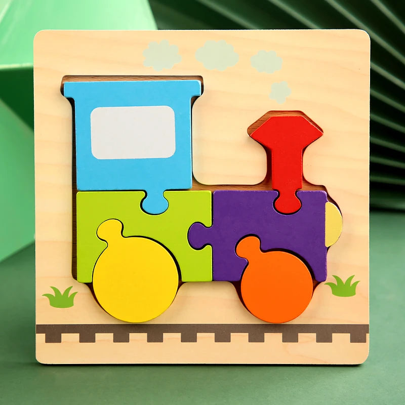 Good Quality 3D Wooden Puzzle Jigsaw for Children Cartoon Animal Puzzles Intelligence Kids Early Educational Cognitive Toys
