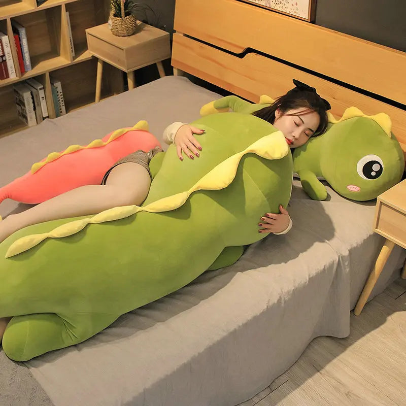80-140cm New Long Lovely Dinosaur Plush Toy Soft Cartoon Animal Doll Stuffed Boyfriend Sleeping Pillow Birthday Gift