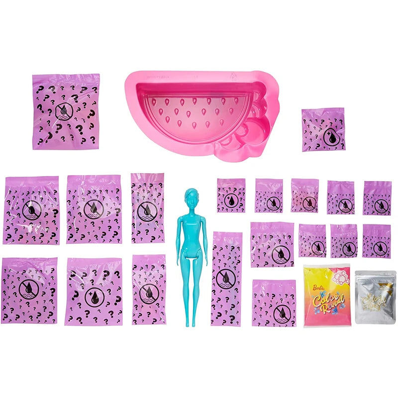 Original Barbie Color Reveal Foam Dolls Pet Friend with 25 Surprises  Scented Bubbles Princess Doll Toys for Girls Gift