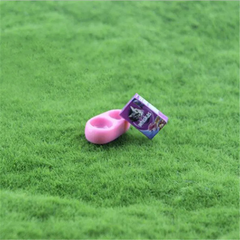Mini Dog Cat Pet Food With Plate Simulation Furniture Model Toys For Doll Accessories Decoration 1/12 Dollhouse Miniature