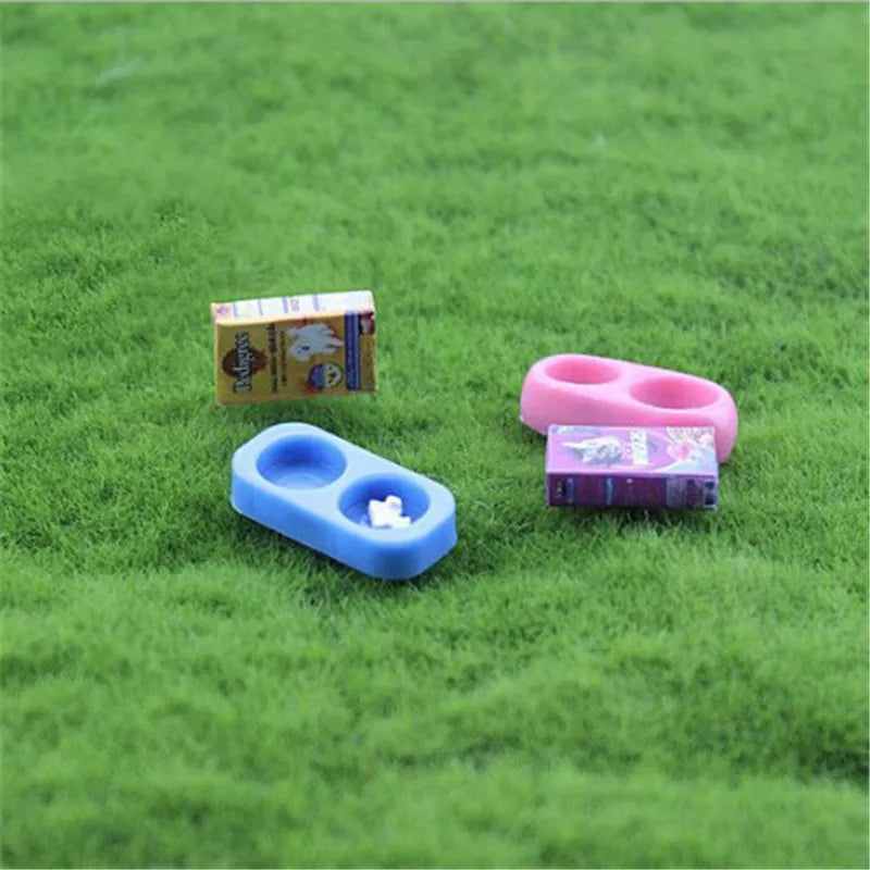 Mini Dog Cat Pet Food With Plate Simulation Furniture Model Toys For Doll Accessories Decoration 1/12 Dollhouse Miniature