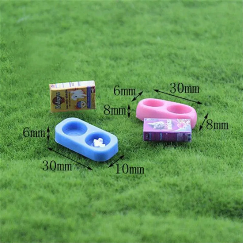 Mini Dog Cat Pet Food With Plate Simulation Furniture Model Toys For Doll Accessories Decoration 1/12 Dollhouse Miniature