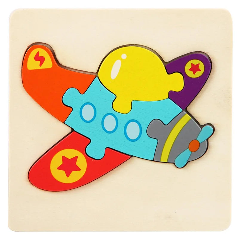 Wooden Jigsaw Puzzle Cartoon Animal Wood 3D Puzzles Montessori Educational Intelligence Jigsaw Toys for Children Gifts