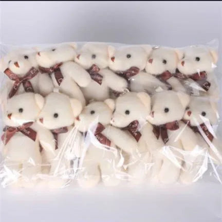 12Pcs/Lot Soft Stuffed Bear Plush Toys Mini Teddy Bear Dolls Toy Small Gift for Party Wedding Keychain Bag Pendant Teddy Doll