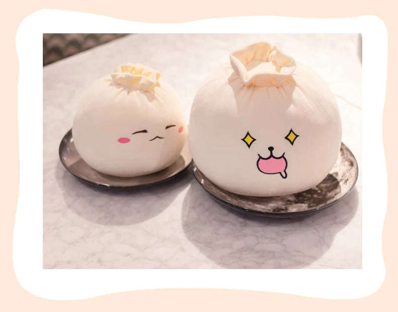 Creative Chinese Bun Shape Plush Toys Stuffed Soft Dumplings Pillow Kawaii Cushion Simulation Food Doll Gift for Kids Home Decor