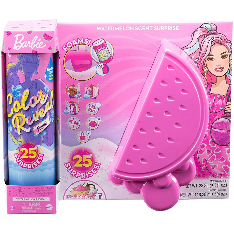 Original Barbie Color Reveal Foam Dolls Pet Friend with 25 Surprises  Scented Bubbles Princess Doll Toys for Girls Gift