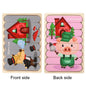 Baby Wooden Montessori Puzzle Child Game Wooden Puzzle 3D Cartoon Animal Puzzle Babies Toys Puzzles For Kids 1 2 3 Year Old