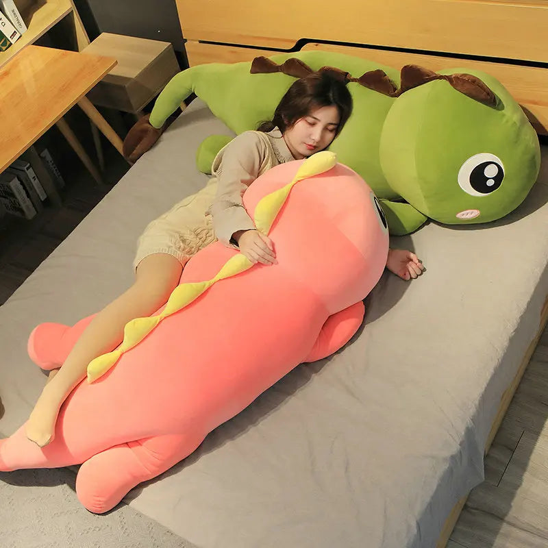 80-140cm New Long Lovely Dinosaur Plush Toy Soft Cartoon Animal Doll Stuffed Boyfriend Sleeping Pillow Birthday Gift