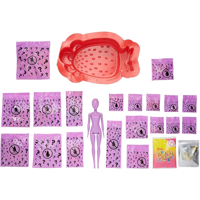 Original Barbie Color Reveal Foam Dolls Pet Friend with 25 Surprises  Scented Bubbles Princess Doll Toys for Girls Gift