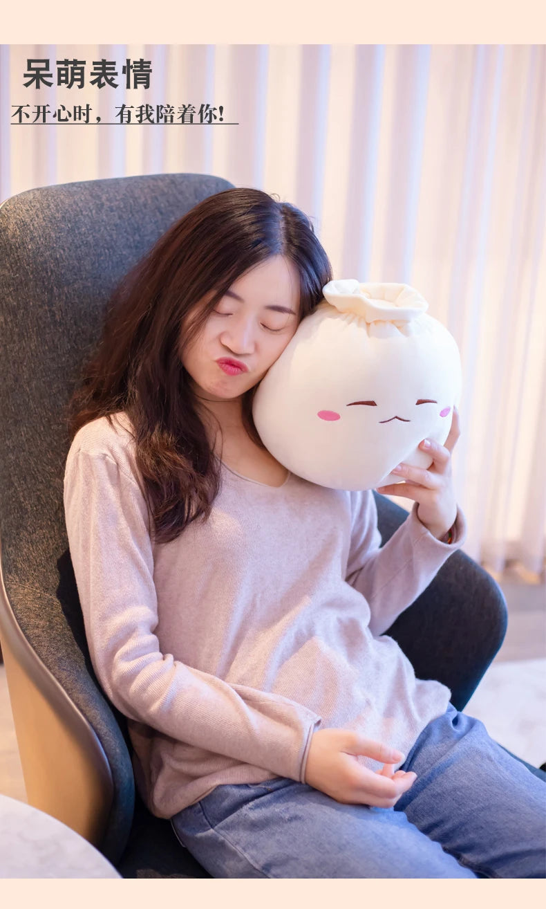 Creative Chinese Bun Shape Plush Toys Stuffed Soft Dumplings Pillow Kawaii Cushion Simulation Food Doll Gift for Kids Home Decor