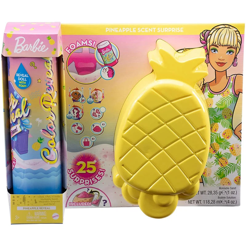 Original Barbie Color Reveal Foam Dolls Pet Friend with 25 Surprises  Scented Bubbles Princess Doll Toys for Girls Gift