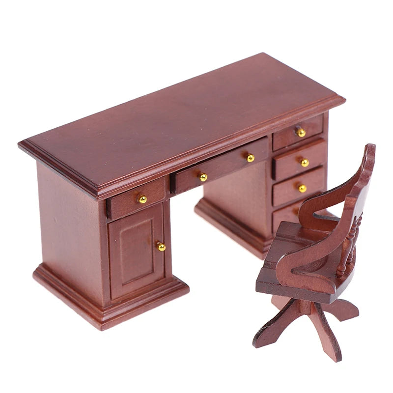 1pc 1:12 Dollhouse Miniature Wooden Desk Table Model Computer Desk Doll House Furniture Toys Accessory Kid Gift Кукольный Домик