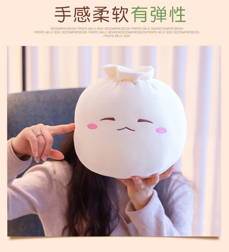 Creative Chinese Bun Shape Plush Toys Stuffed Soft Dumplings Pillow Kawaii Cushion Simulation Food Doll Gift for Kids Home Decor