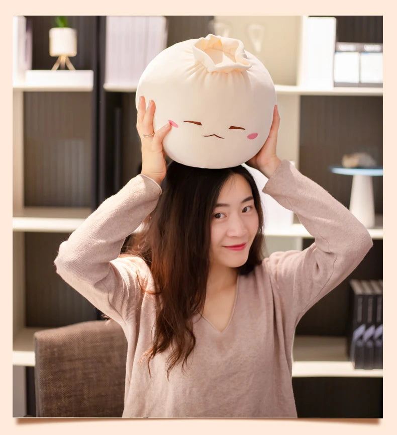 Creative Chinese Bun Shape Plush Toys Stuffed Soft Dumplings Pillow Kawaii Cushion Simulation Food Doll Gift for Kids Home Decor