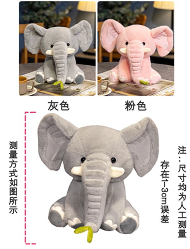 Nice 1pc 25/40cm Cartoon Cute Elephant Plush Doll Long Nose Pink Grey Sitting Animal Stuffed Toy Home Decor Gift For Boys Girls