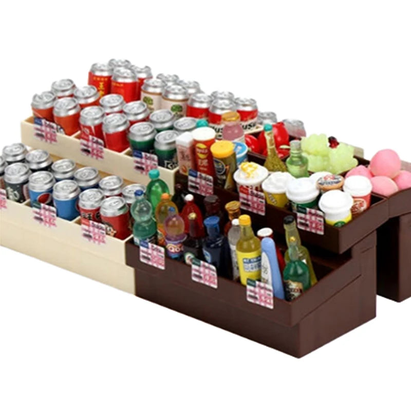 1 Set 1/12 Dollhouse Miniature Simulation Supermarket Display Cabinet Model Decoration Mini Bread Stand Doll Accessories Toys