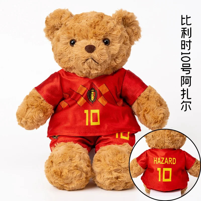 35cm Football Bear Plush Toy Cuddly Teddy Bear Soft  Stuffed Plush Animal Teddy Bear Doll Detachable jersey
