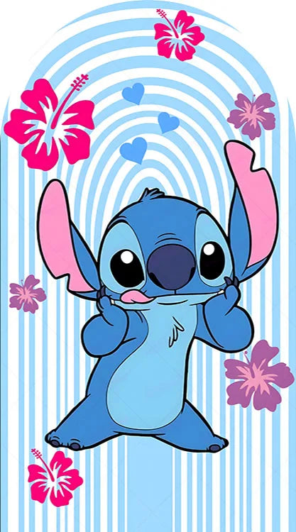 Arch Cute Stitch and Angel Theme Background Kids Birthday Party Backdrop Polyester Arch Banner Photography Props