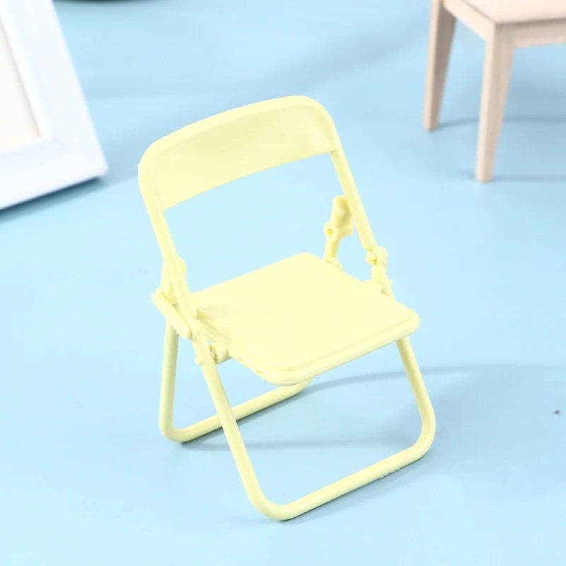 1Pc Mini Chair 1:12 Dollhouse Miniature Chair Plastic Armchair Folding Chair Simulation Furniture Doll House Decor Accessories