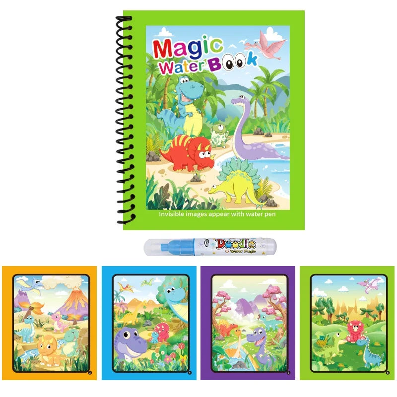 Cartoon Watercolor Painting Magic Book Kids Educational Magic Water Coloring Book Sensory Early Education Puzzle Drawing Toys