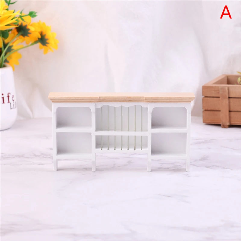 1Pcs Dollhouse Miniature Bookcase Storage Rack Mini Wood Cherry Display Shelf Cabinet Cupboard Doll House Furniture Model Toys