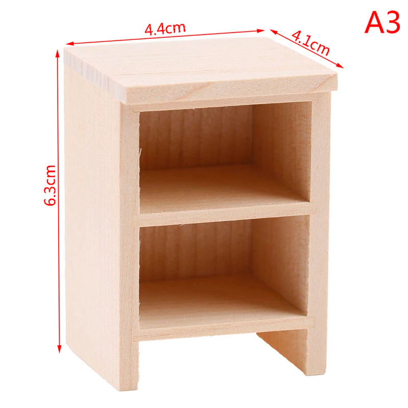 1Pcs Dollhouse Miniature Bookcase Storage Rack Mini Wood Cherry Display Shelf Cabinet Cupboard Doll House Furniture Model Toys