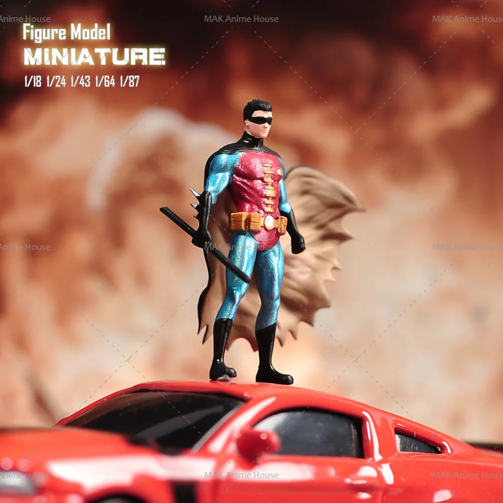 Miniatures 1/18 1/24 1/64 1/43 1/87 Sunglasses Cloak Male Hero Comic Figure Doll Unpainted Model Home Decoration Scene Car Toys