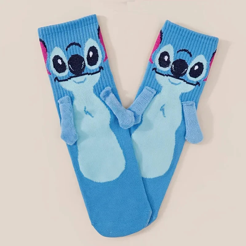 Disney 1-5pcs Stitch Crew Socks Kawaii Soft Cotton Blend for Adults Kids Daily Wear Christmas Birthday Gift