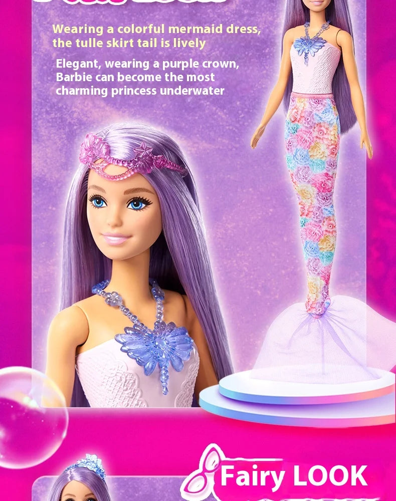 Original Barbie Doll Princess Costume Playset Children's Dress-Up Toy Fairy Tale Series Mermaid Storytime Girls Imaginative Play