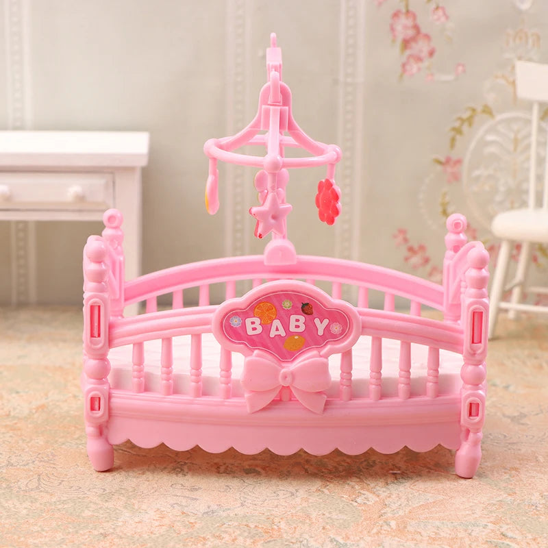 1Pcs 1:12 Dollhouse Simulation Mini Crib Baby Bed Model Dollhouse Bedroom Furniture Decoration Dolls House Accessories