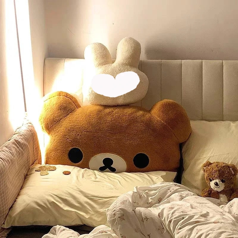 60CM Rilakkuma Plush Pillow Soft Fluffy Stuffed Bear Doll Cushion Backrest For Bedroom Sofa Bedside Cute Birthday Gift For Girls