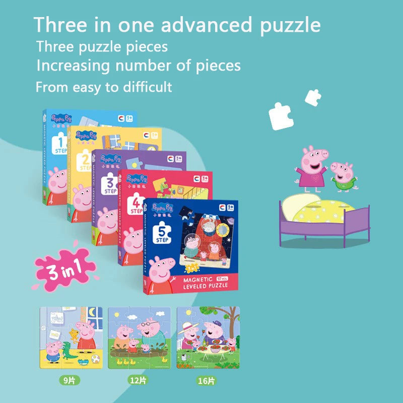 Peppa Pig Magnetic Puzzle Children's early Education Educational Toys George Character Cartoon Puzzle Birthday Gift