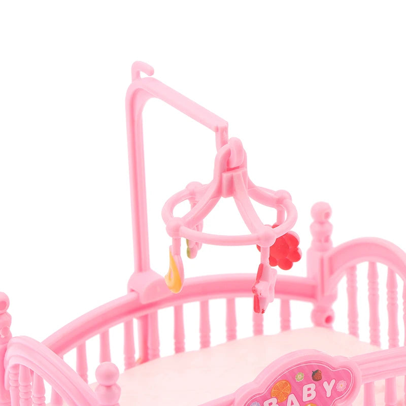 1Pcs 1:12 Dollhouse Simulation Mini Crib Baby Bed Model Dollhouse Bedroom Furniture Decoration Dolls House Accessories