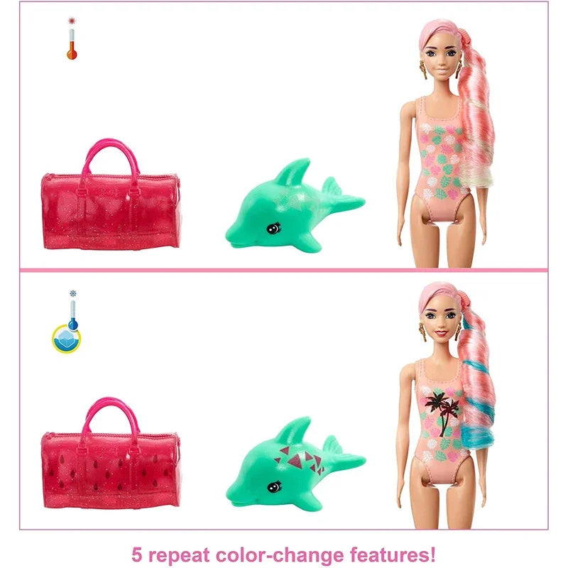 Original Barbie Color Reveal Foam Dolls Pet Friend with 25 Surprises  Scented Bubbles Princess Doll Toys for Girls Gift