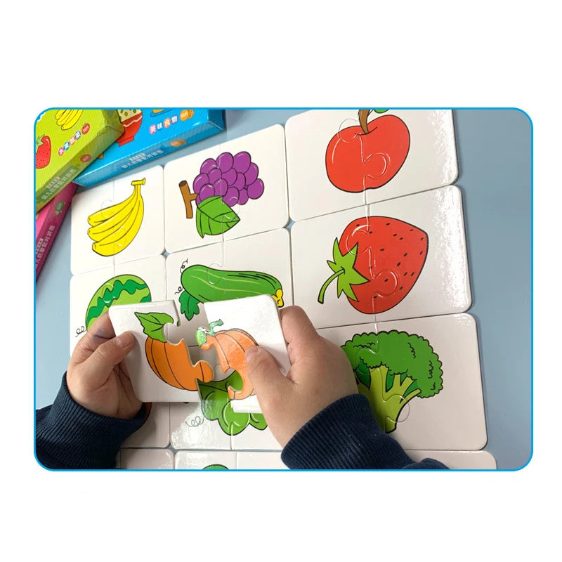 32 Pack Montessori Education Toddler Matching Cards Learning Games for Kids Toys for Kids 2 to 4 Years Old Cartoon Puzzle Baby