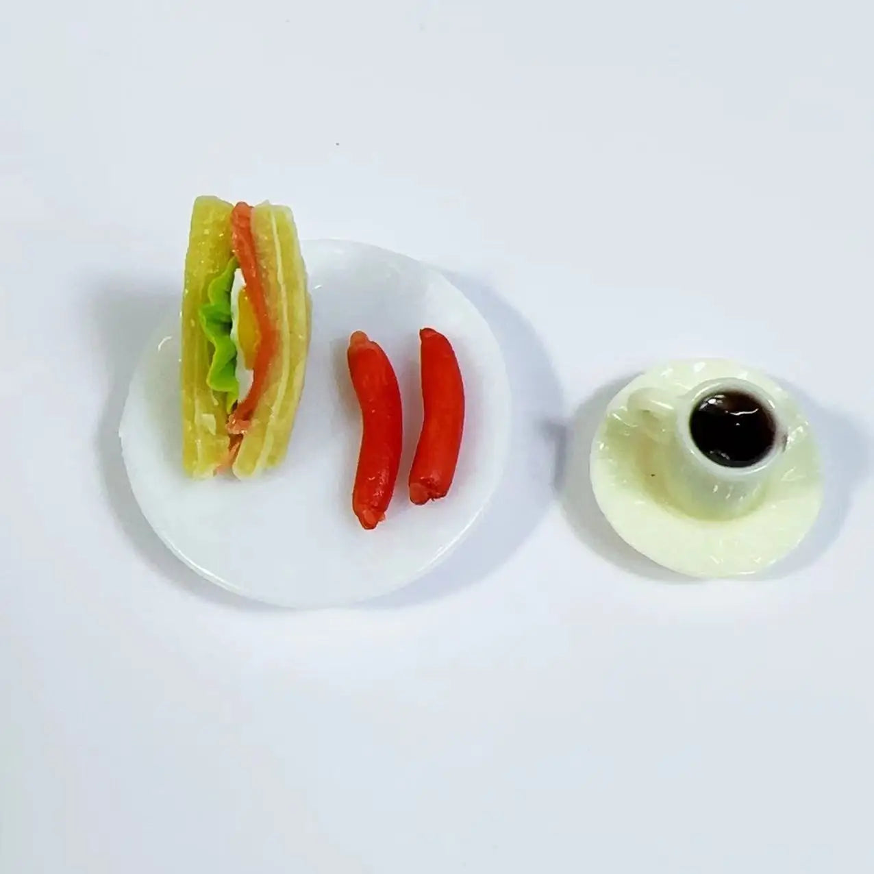 New 1/6 Handmade with clay Miniature Delicious sandwich breakfast set food for Doll House Mini Kitchen Toy Dollhouse Accessories