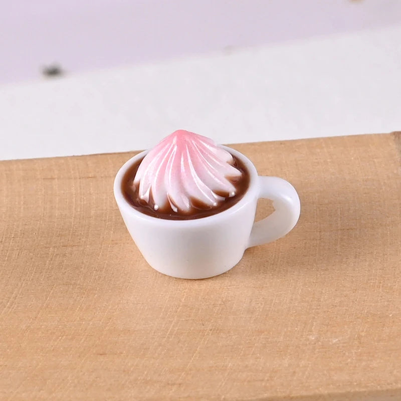 1Set 1:12 Dollhouse Miniature Cake Coffee Fork Tray Food Model Kitchen Decor Toy For Doll House Accessories Toy