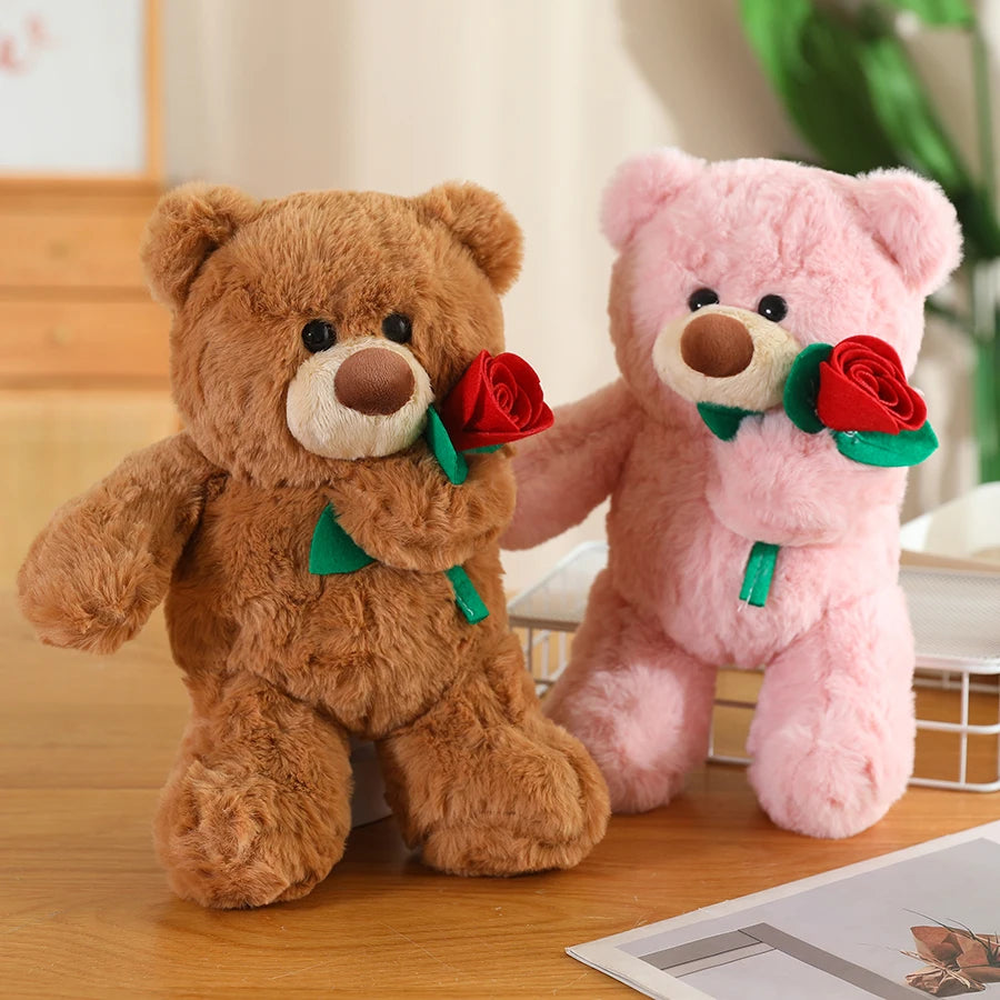 Rose Teddy Bear, Heart-Shaped Bear Doll